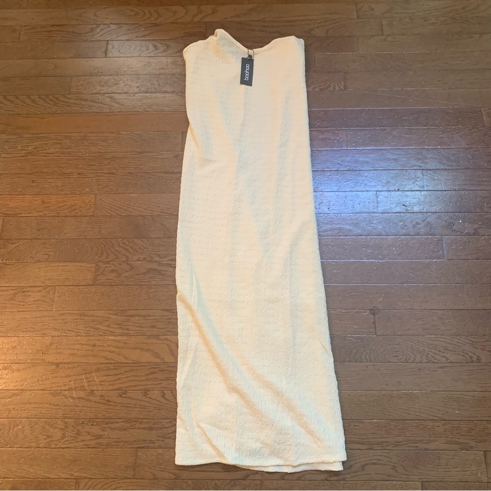 Boohoo Womens Trapeze Textured Midaxi Smock Dress | US 10 , UK 14 | Stone NEW!! - Picture 10 of 15